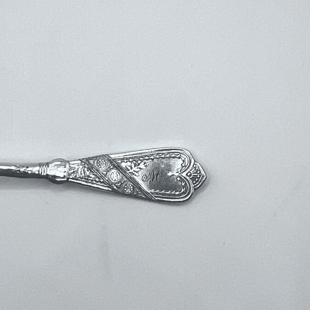 Rogers & Bros A1 Newport Chicago 1879 Silverplate Master Salt Spoon Monogram M